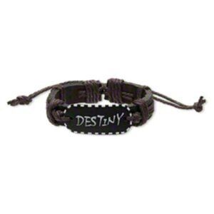 Handmade Leather Destiny Affirmation Bracelet Black Brown White Adjustable